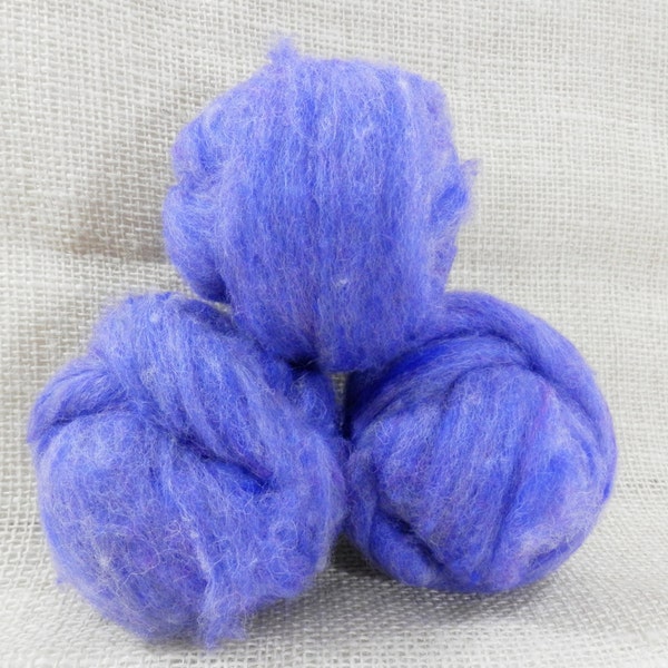 Needle felting wool batting in Chicory, wool batting, felting supplies, fleece wool batting in light blue, blue wool felt, wet felting wool