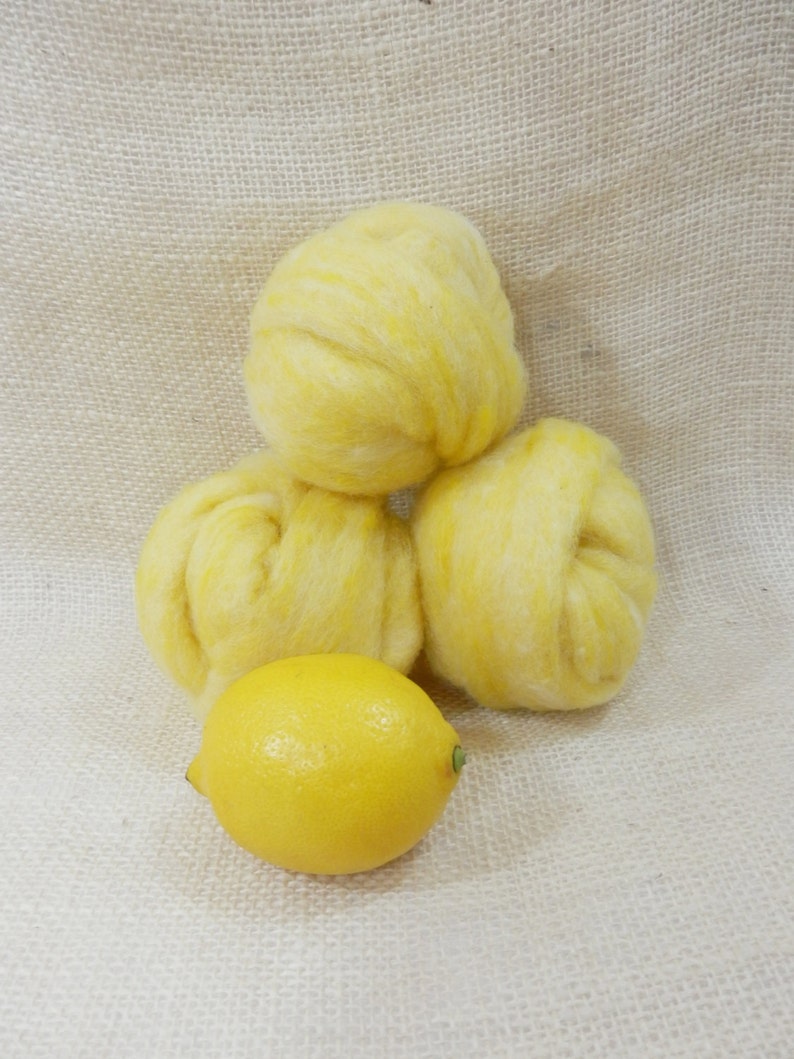 Needle felting wool batting in Cornsilk, wool batting, felting supplies, fleece wool batting in Cornsilk, yellow wool, wool for spinning, image 2