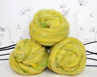 Needle felting wool batting in Lime, new shade of wool batting, felting supplies, fleece wool batting in lime, light green wool, wool batt