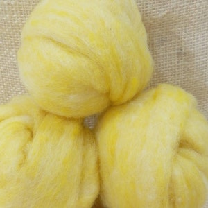 Needle felting wool batting in Cornsilk, wool batting, felting supplies, fleece wool batting in Cornsilk, yellow wool, wool for spinning, image 4