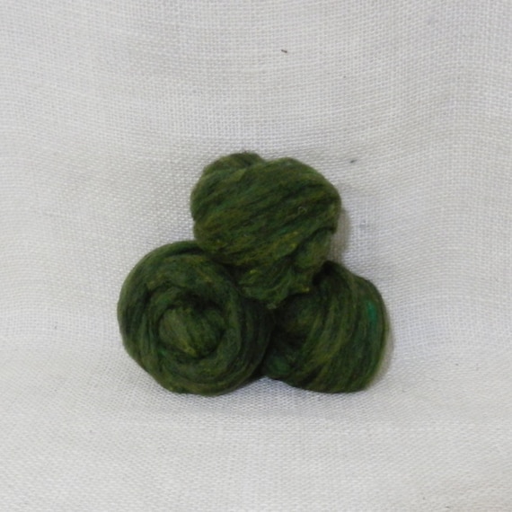 Needle felting wool batting in Hemlock, wool batting, felting supplies, Hemlock fleece batting in Hemlock, green wool, wool for spinning,