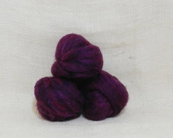 Needle felting wool batting in Black Cherry, wool batting, felting supplies, fleece batting in Black Cherry, plum purple wool for spinning,