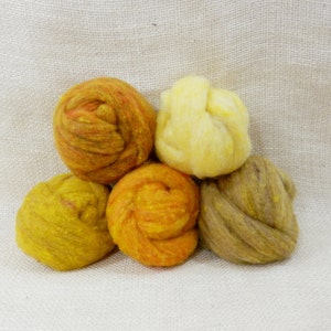 Needle felting wool batting in Cornsilk, wool batting, felting supplies, fleece wool batting in Cornsilk, yellow wool, wool for spinning, image 5