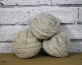 Needle felting wool batting in Oatmeal, wool batting, felting roving supplies, fleece batting in Camel, solid tan wool, wool for spinning,