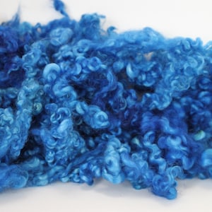 Wool Locks from Local Western NC sheep, Sky Blues, hand dyed locks for spinning yarn, accents to add in fiber arts, great for felting, 2 oz
