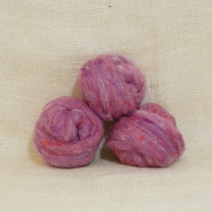 Needle felting wool batting in Aster, wool batting, felting supplies, fleece wool batting in Aster, rosy purple pink wool for spinning,