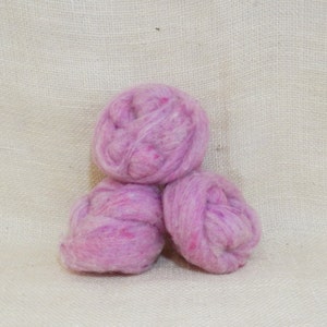 Needle felting wool batting in Water Lily, wool batting, felting supplies, fleece batting in Water lily, pink lavender wool for spinning,