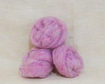 Needle felting wool batting in Water Lily, wool batting, felting supplies, fleece batting in Water lily, pink lavender wool for spinning,