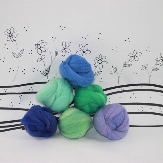 Wooly Buns wool roving assortment 6 piece hand dyed fiber Etsy