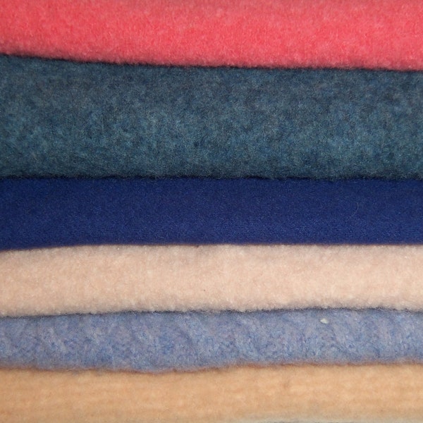 Felted wool pieces for needle felting, penny rugs, stuffed animals, set of 6