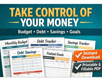 Personal Finance Workbook Printable | Budget, Debt & Savings Planner | Complete Money Management PDF