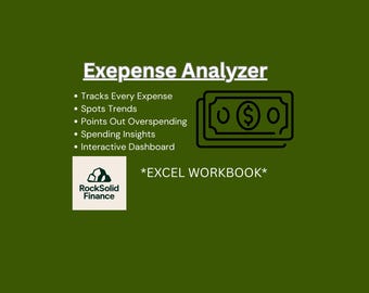 Expense Tracker Excel Spreadsheet | Budget Dashboard, Spending Analyzer