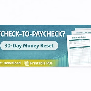 30-Tage Budget Zurücksetzen Planer | Druckbares PDF