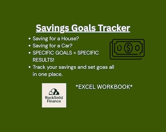 Savings Goals Tracker - Excel Spreadsheet - Instant Download - Complete Savings Tool