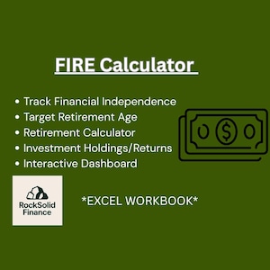 FIRE Calculator Excel | Financial Independence, Early Retirement (Spreadsheet Planner)