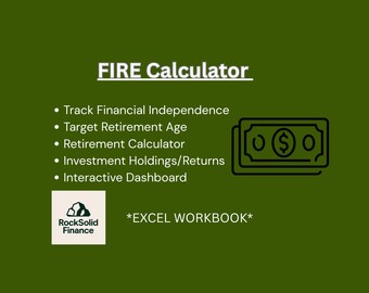 FIRE Calculator Excel | Financial Independence, Early Retirement (Spreadsheet Planner)