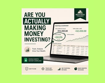 Investment Portfolio Tracker Excel | Beginner Friendly Growth Tracking (Digital Download)