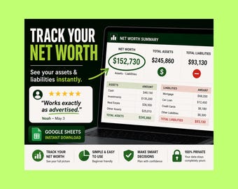 Starter Net Worth Tracker Spreadsheet | Simple Wealth Dashboard (Excel) - Instant Download