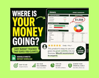 Budget Spreadsheet Excel – Where Is Your Money Going? | Beginner Budget Template | Monthly Planner