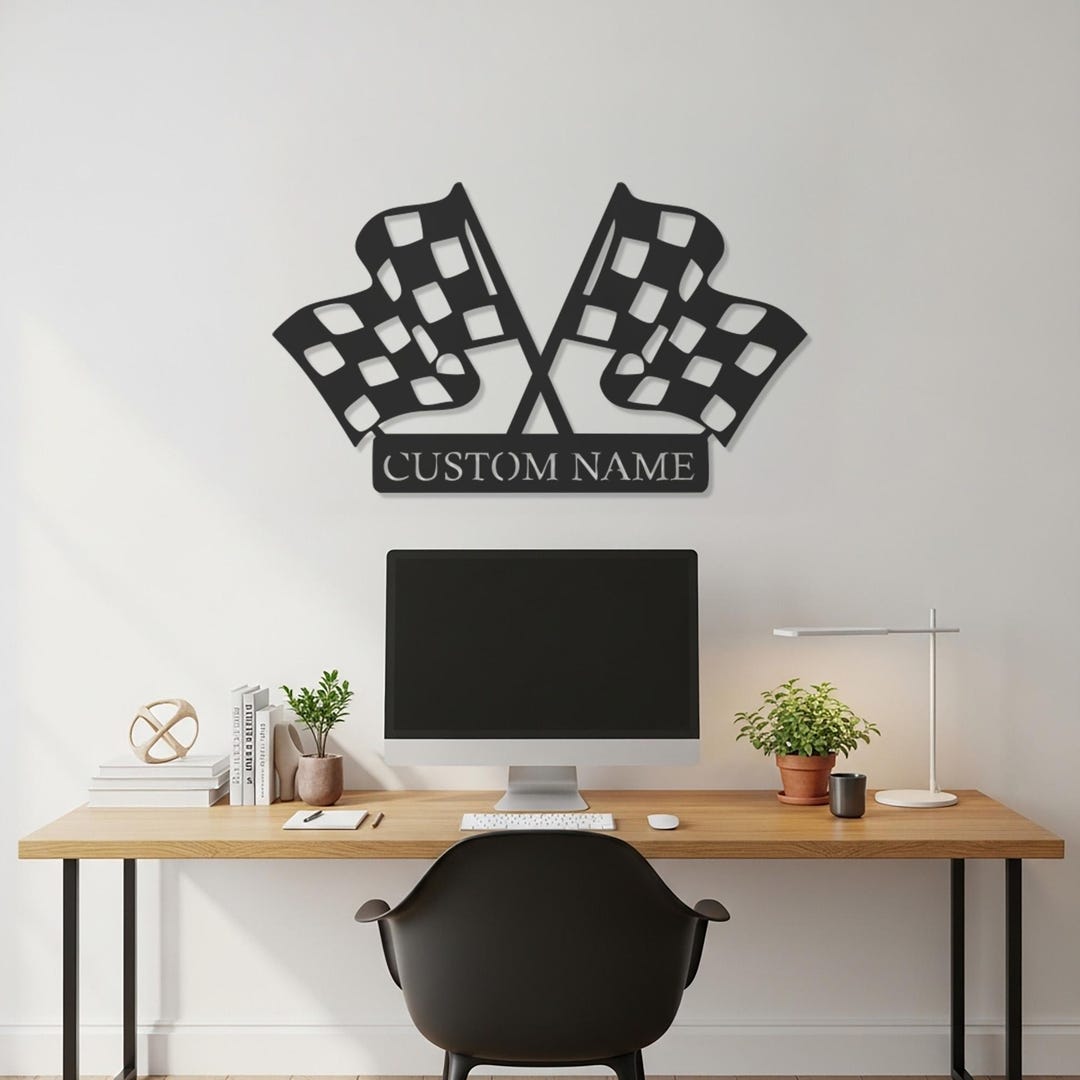 Custom Racing Flags Racing Flags Wall Art, Custom Name Metal Sign, Race Car Room Decor ...