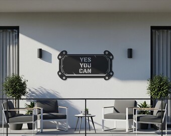 「Yes, you can」のサイン、金属製の壁掛けの名言、インダストリアルフィットネスの装飾、モチベーションを高めるホームアート、ジムの壁掛けサイン、大胆なオフィスの壁掛け、金属製の装飾
