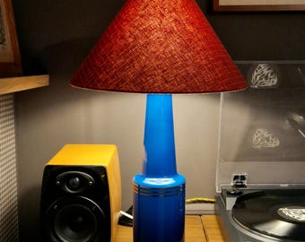 Vintage Blue Glass Table Lamp