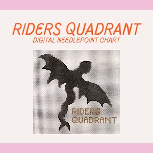 Fourth Wing Needlepoint Chart | Riders Quadrant Dragon Digital Pattern | Fantasy Dragon DIY Canvas Design