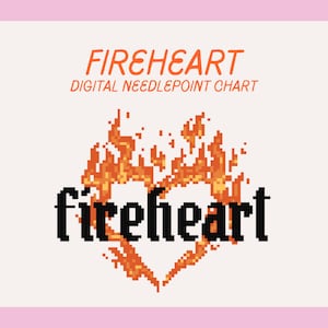 Fireheart Needlepoint Pattern | Throne of Glass Inspired (Digital Download)