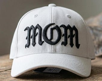 Gothic MOM 3D Puff Embroidery Design, Old English Lettering, Vintage Tattoo Style File