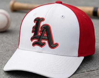 3D Puff LA Embroidery Design, Raised Monogram Cap Logo, Gothic Font Stitch File