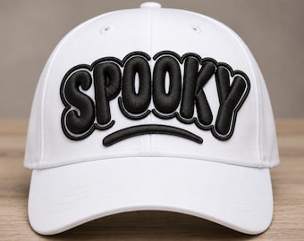 Diseño de bordado 3D de espuma con efecto espeluznante / Patrón de bordado para gorro de Halloween / Descarga instantánea