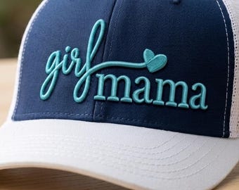 Girl Mama 3D Puff Embroidery Design | Trendy Script Hat Pattern (Digital Embroidery File)