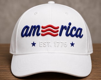 Diseño de bordado 3D con relieve de América / est. 1776 Archivo para gorra (Descarga digital)
