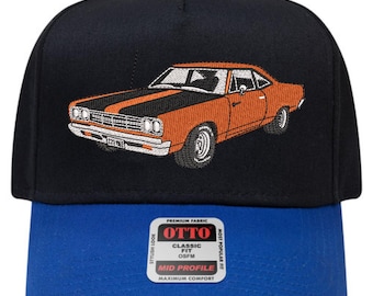 Vintage Muscle Car Embroidery Design | Orange Classic Car Flat Stitch (Digital File)