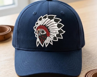 Native American Chief Head Embroidery Design for Cap | Flat Stitch Tribal Headdress Logo | Machine Embroidery File