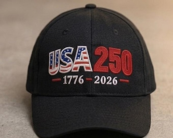 USA 250 Embroidery Design, American Flag Letters, Patriotic Flat Style (1776-2026)