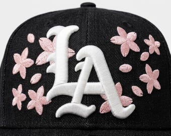 LA 3D Puff Floral Monogram LA Embroidery Design, Satin Stitch Flower Logo File