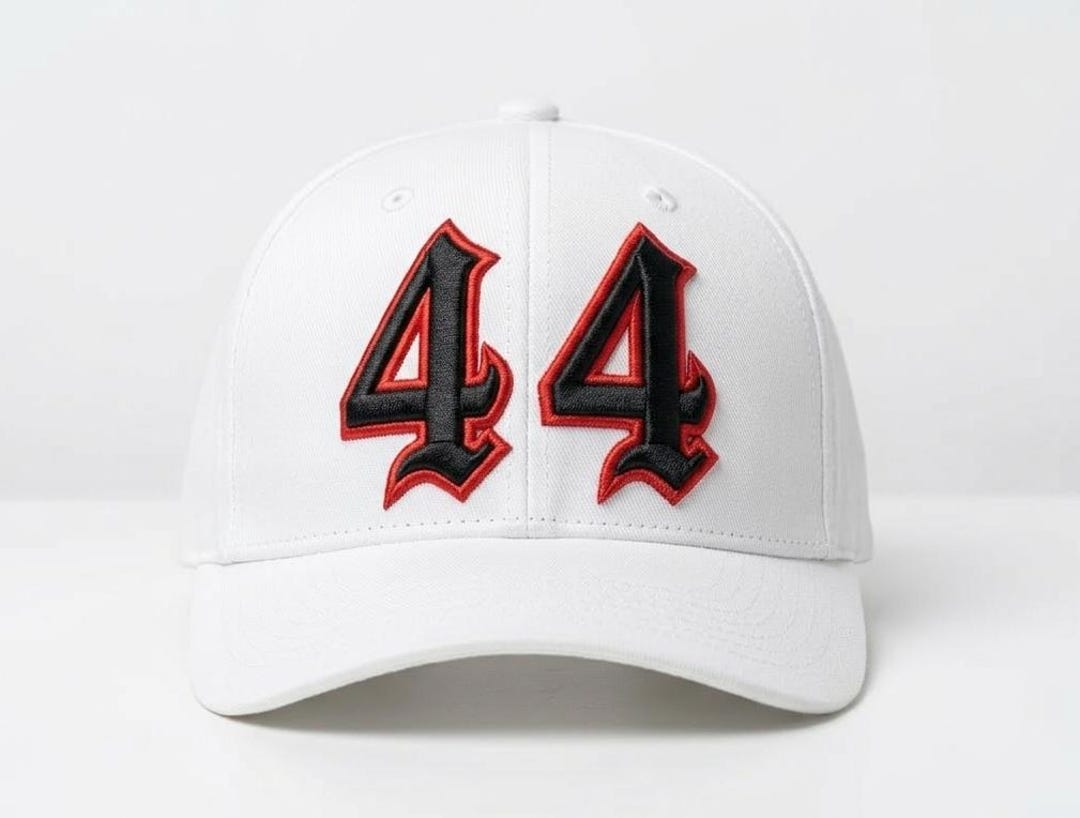 Custom 3D Puff Embroidery Number 44 White Baseball Cap – Gothic Style ...