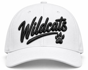 Wildkatzen 3D-Stickmuster, Schriftzug-Logo mit Pfotenabdruck (Digitale Datei)