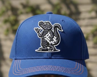 3D Puff Crocodile Embroidery Design, Mascot Cap Logo (DST, PES, PDF)