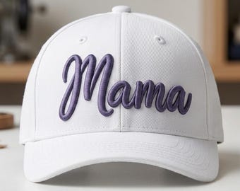 3D Puff Mama Embroidery Design – Script Lettering Cap Logo (Digital Embroidery File)
