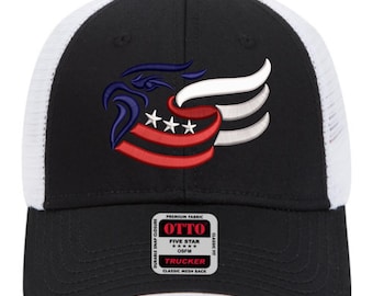 3D Puff American Eagle Embroidery Design, USA Flag Cap Logo File