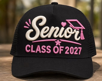 Diseño de bordado 3D en relieve para la promoción de 2027, archivo para máquina de coser de gorro de graduación (descarga digital)