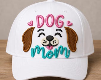 Diseño de bordado 3D "Mamá perruna" / Cara de perro con puntada plana (descarga digital)