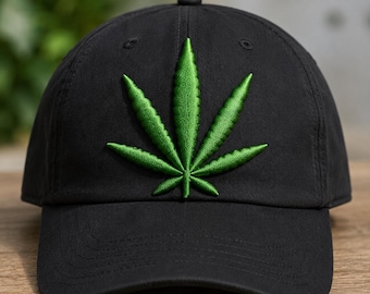 Diseño de hoja de marihuana 3D con bordado en relieve / Logotipo de hoja de cannabis para gorra / Archivo de bordado para gorra de marihuana / Patrón de puntada 3D con relieve para ropa urbana