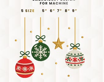 Stickmuster für eine Weihnachtskugel, Stickdatei für Flachstichornamente (Digitaler Download)