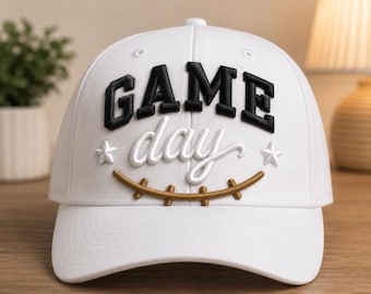 Diseño de bordado 3D con relieve para el día del partido, archivo de bordado para gorra de fútbol americano para el día del partido, bordado a máquina para gorra deportiva universitaria, DST PES