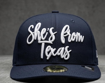 She's From Texas 3D Puff Embroidery File, Western Cowgirl Script Design