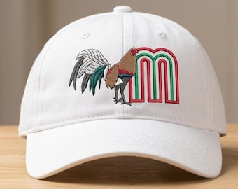 Rooster Embroidery Design with Monogram M, Farmhouse Cap Embroidery File