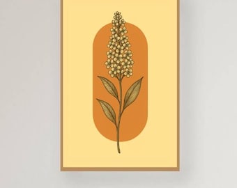 Modern Botanical Line Art Printable, Neutral Minimal Plant Wall Decor, Digital Download